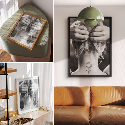 Premium stenski plakat Črno-bela eleganca, minimalizem, simbol ženstvenosti