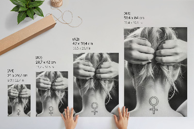 Premium stenski plakat Črno-bela eleganca, minimalizem, simbol ženstvenosti