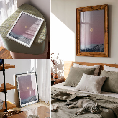 Plakat Gore, mrak, luna, pastelno nebo