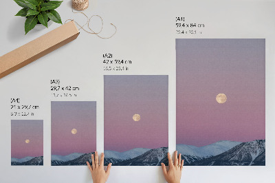 Plakat Gore, mrak, luna, pastelno nebo