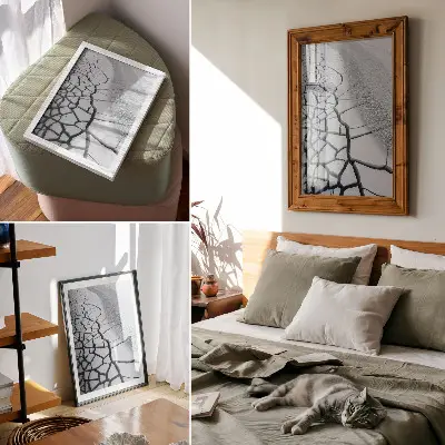Premium stenski plakat ledene razpoke v podobi harmonične zimske lepote