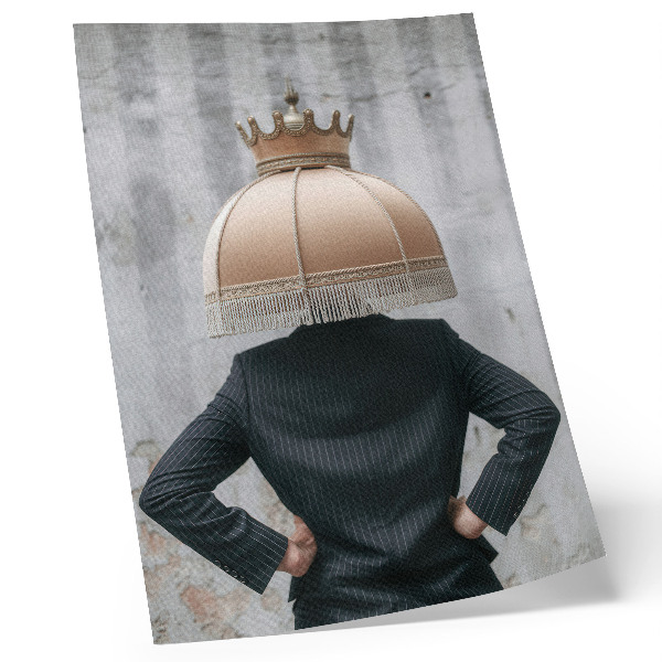 Premium stenski plakat Prefinjen senčnik, elegantna obleka, kontrast tekstur