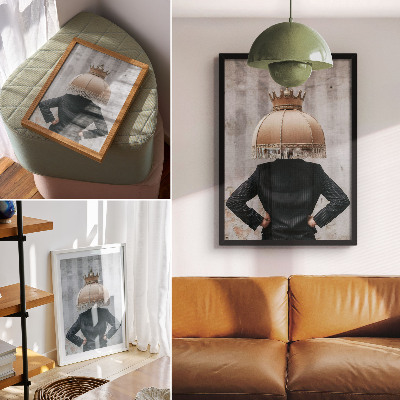 Premium stenski plakat Prefinjen senčnik, elegantna obleka, kontrast tekstur