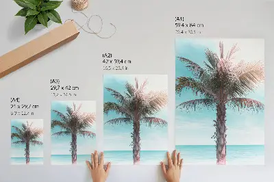 Stenski plakat palma nad azurnim morjem pod žametnim tropskim nebom