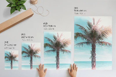 Premium stenski plakat Palma nad azurnim morjem, žametno nebo, tropsko