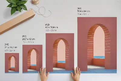 Stenski plakat Premium pastelni loki z morsko minimalistično arhitekturo
