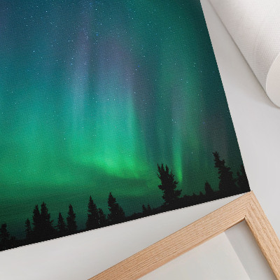 Eleganten plakat za dnevno sobo Aurora Borealis turkizno nebo utripajoče zvezde