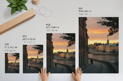 Premium stenski plakat Zgodovinske stavbe, večer, mirno vzdušje