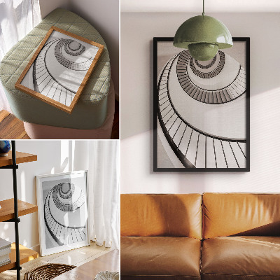 Eleganten plakat za dnevno sobo Spiralno stopnišče očarljiva geometrija eleganca