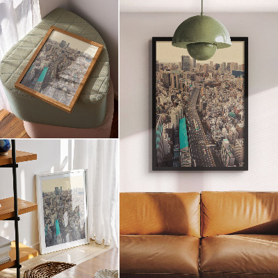 Plakat Panorama mesta, visoke stavbe, cesta