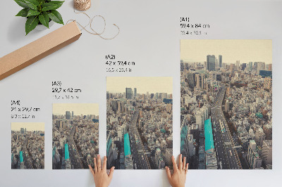 Plakat Panorama mesta, visoke stavbe, cesta