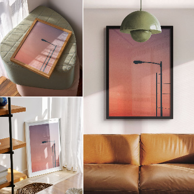 Premium stenski plakat Minimalistična svetilka, romantični sončni zahod, modernost
