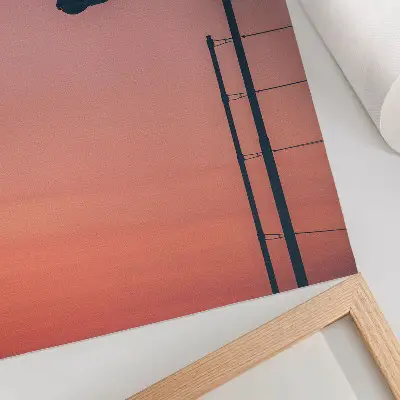 Stenski plakat Minimalistična svetilka z motivom romantičnega sončnega zahoda v modernem slogu