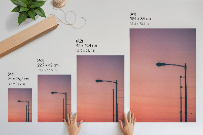 Premium stenski plakat Minimalistična svetilka, romantični sončni zahod, modernost