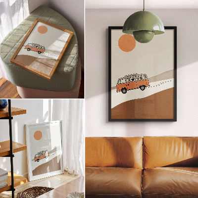 Premium stenski plakat Minimalistične počitnice v oranžnem kampu
