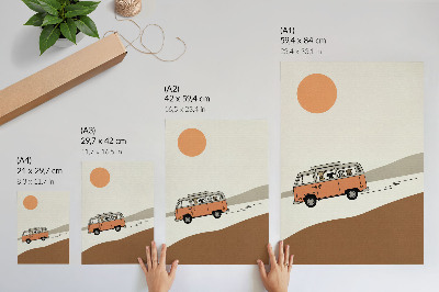 Premium stenski plakat Minimalistične počitnice v oranžnem kampu