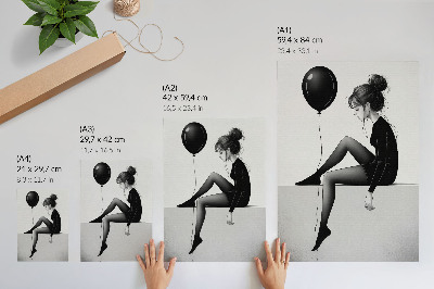 Plakat Figura na robu z balonom, čustvena refleksija