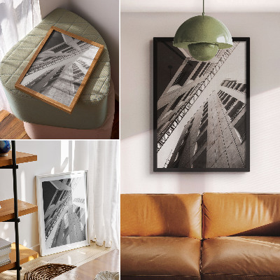 Eleganten plakat za dnevno sobo Moderna arhitektura z geometrijskimi linijami