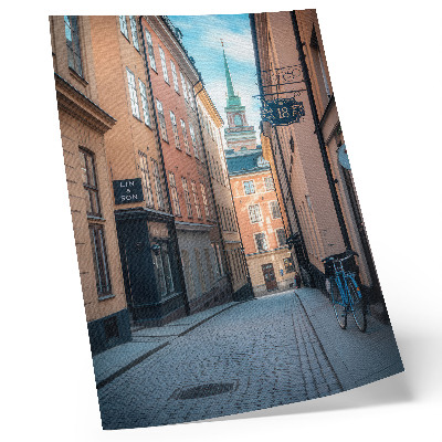 Eleganten plakat za dnevno sobo Slikovita ulica s srednjeveškimi stavbami