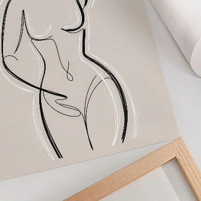 Eleganten plakat za dnevno sobo Minimalistična silhueta ženske na bež ozadju