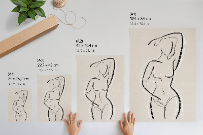Eleganten plakat za dnevno sobo Minimalistična silhueta ženske na bež ozadju