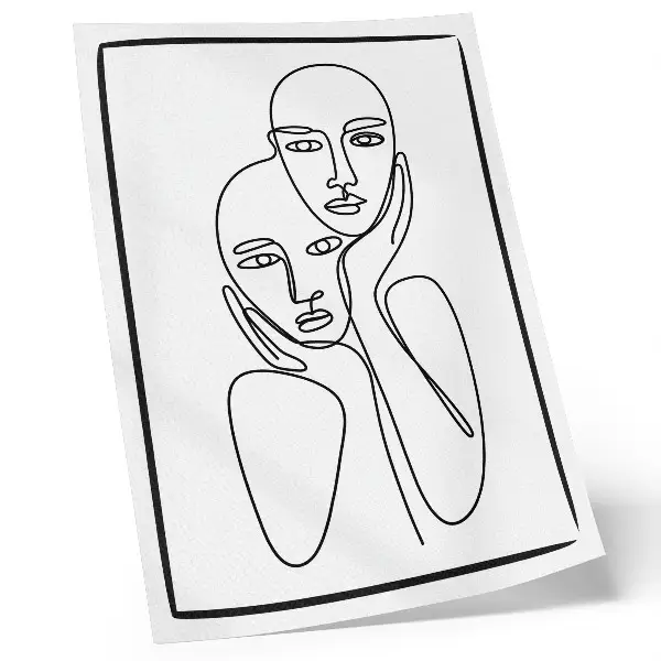 Plakat minimalističen motiv z elegantnimi črnimi obraznimi konturami