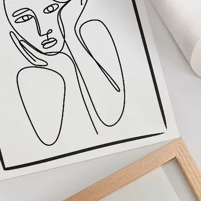 Plakat minimalističen motiv z elegantnimi črnimi obraznimi konturami