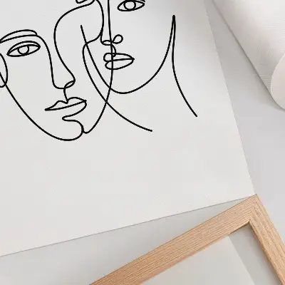 Umetniški tisk na platno minimalistični portreti z linijsko umetnostjo, ki izražajo globino in čustva