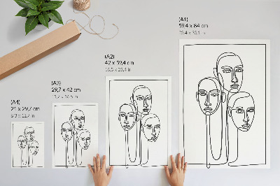Premium stenski plakat Obrazi v tehniki linijske risbe, minimalizem, eleganca
