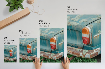 Plakat Avto prekrit z mahom, rjo, turkizne barve