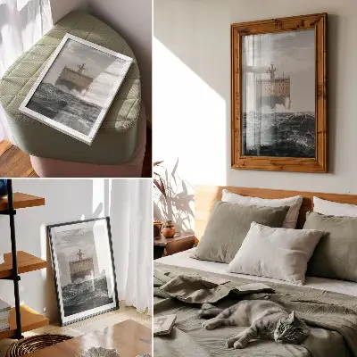 Plakat Ladja na morju minimalistična interpretacija harmonije in veličanstva za dnevno sobo