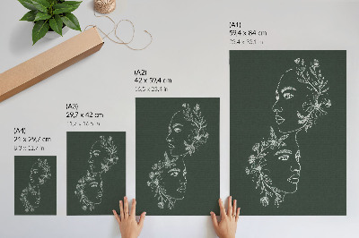 Eleganten plakat za dnevno sobo Nežne linije, rože, moderna kompozicija