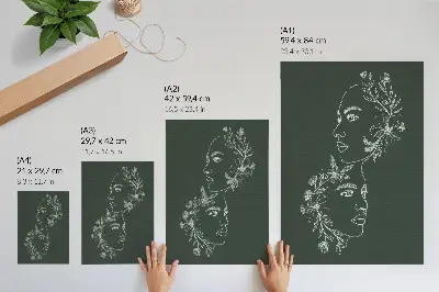 Eleganten plakat za dnevno sobo z motivom nežnih linij in cvetlično moderno kompozicijo
