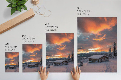 Premium stenski plakat Zimsko zavetje oranžno nebo narava