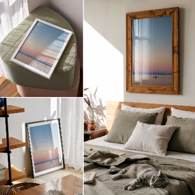 Premium stenski plakat Kajak na mirnem morju v pastelnih barvah