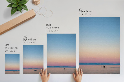Premium stenski plakat Kajak na mirnem morju v pastelnih barvah
