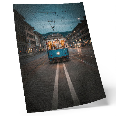 Umetniški tisk na platno Večerne luči mestnega tramvaja retro energija