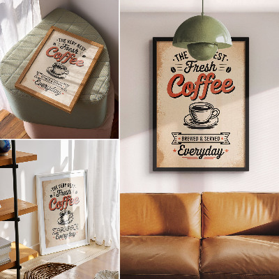 Premium stenski plakat Skodelica v retro slogu kavarne