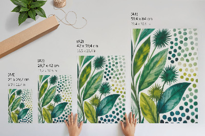 Eleganten plakat za dnevno sobo Zeleni listi pike narava svežina boho