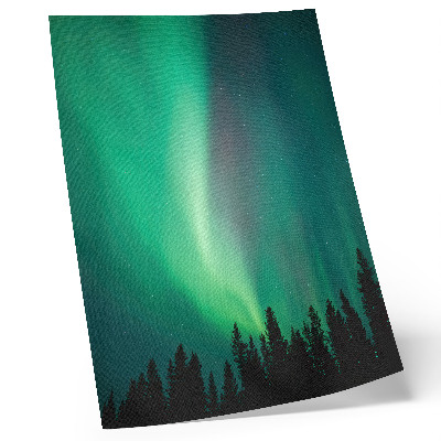 Plakat Aurora zelena drevesa noč čarobna narava