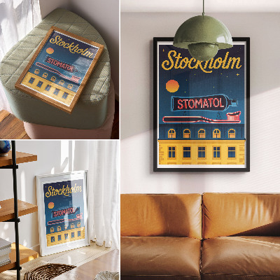 Plakat Neonski znak moderna gradbena nočna luč