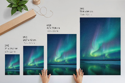 Premium stenski plakat Severni sij v ozadju čudovite nočne narave