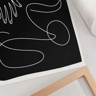 Stenski plakat z motivom minimalizma črno-bele ukrivljene črte