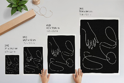 Premium stenski plakat Črno-bele ukrivljene črte minimalizem roke