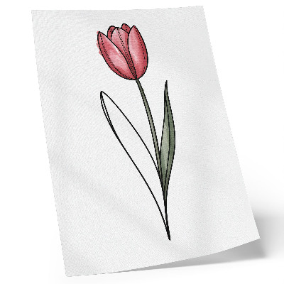 Eleganten plakat za dnevno sobo Roza tulipan preprosta kontura lahkotnosti