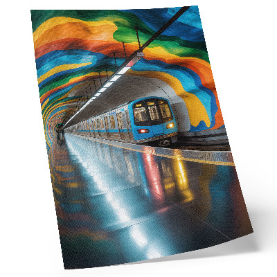 Plakat Energične mavrične barve stropa nad podzemno železnico