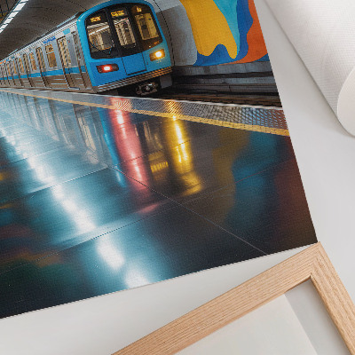 Plakat Energične mavrične barve stropa nad podzemno železnico