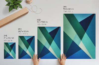 Premium stenski plakat Zeleni in modri trikotniki različne intenzivnosti