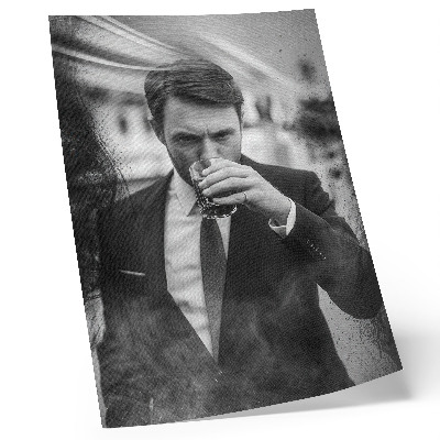 Umetniški tisk na platno Črno-beli portret, poln elegance