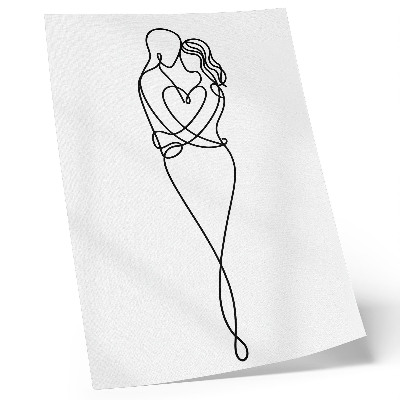 Premium stenski plakat Minimalističen dizajn za par s srčno linijo